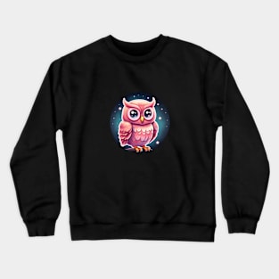 This Owl is Starring! Cute owl on a starry sky Crewneck Sweatshirt